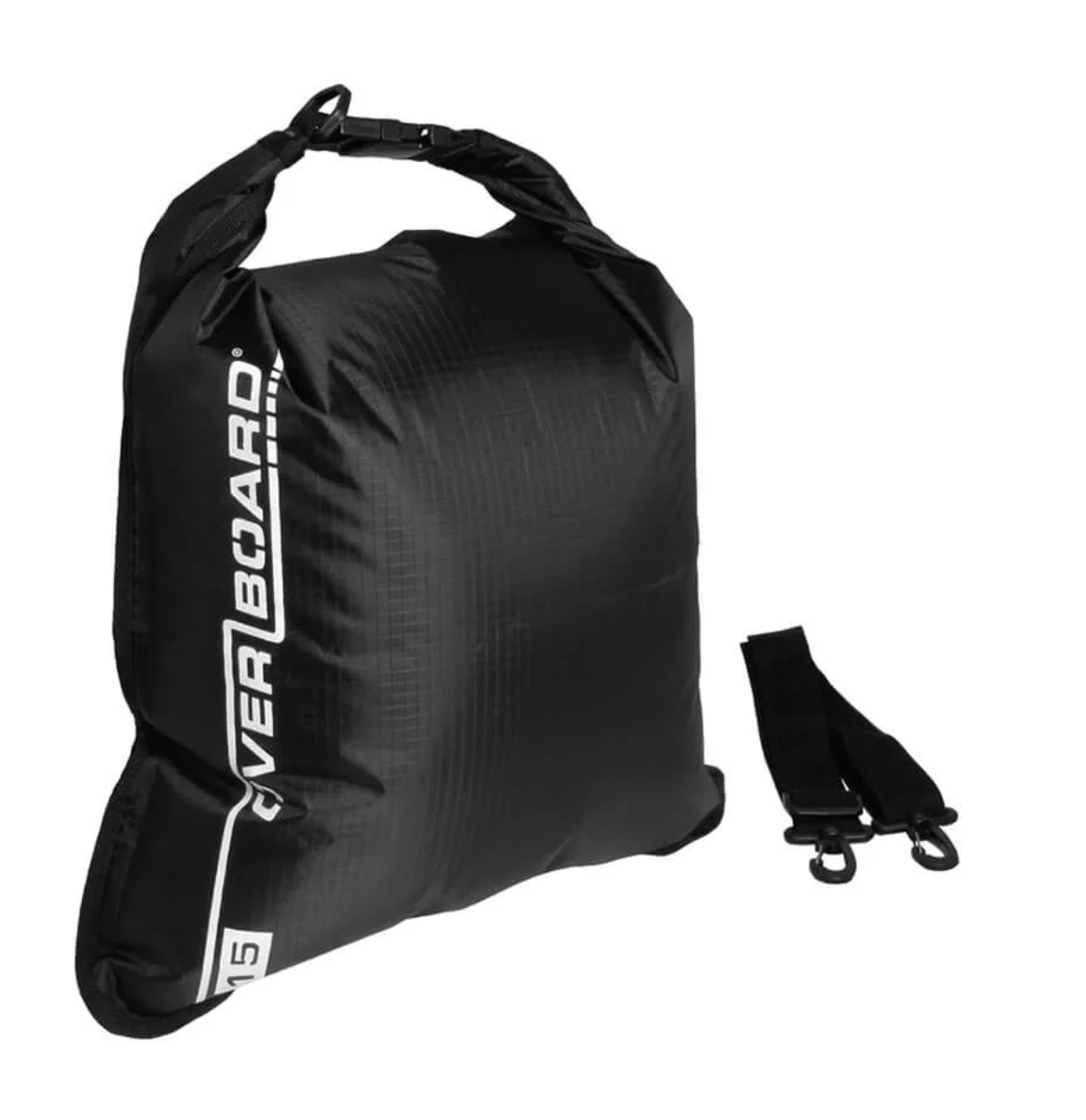 OverBoard 15 Litre Dry Flat Waterproof Bag Water Sports Outdoors OB1004 - Black