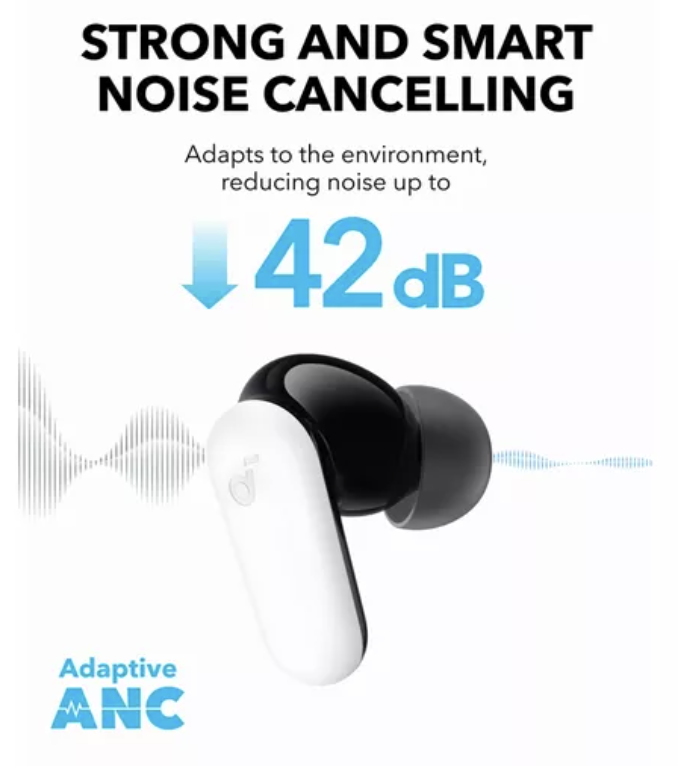 Anker Soundcore R50I Wireless Bluetooth Noise-Cancelling Earbuds IP54 Water Resistant White - A3959G21