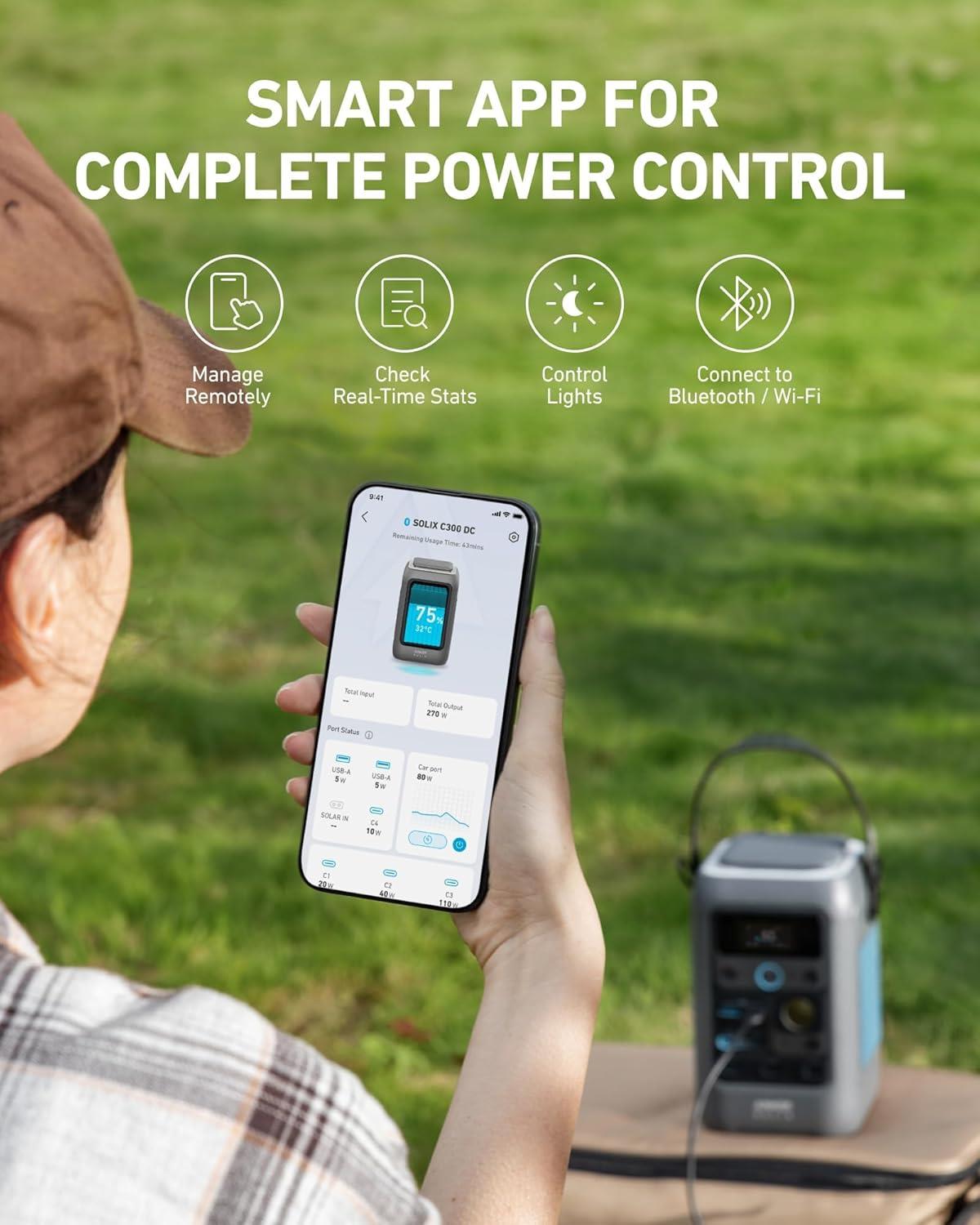 Anker SOLIX C300X DC Portable Battery Power Station 288Wh 300w - A1728011