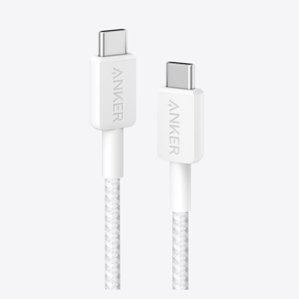 Anker 322 USB-C to Lightning Charging Cable 3FT Braided MFi Certified White - A81B5G21