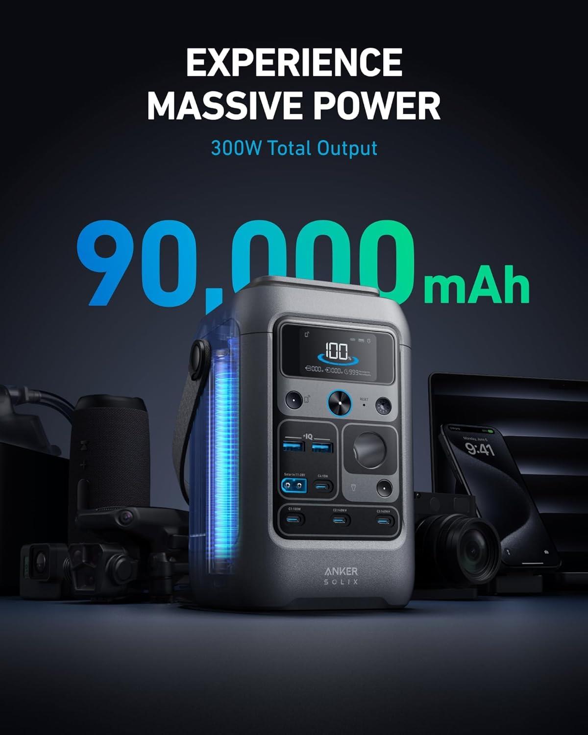 Anker SOLIX C300X DC Portable Battery Power Station 288Wh 300w - A1728011