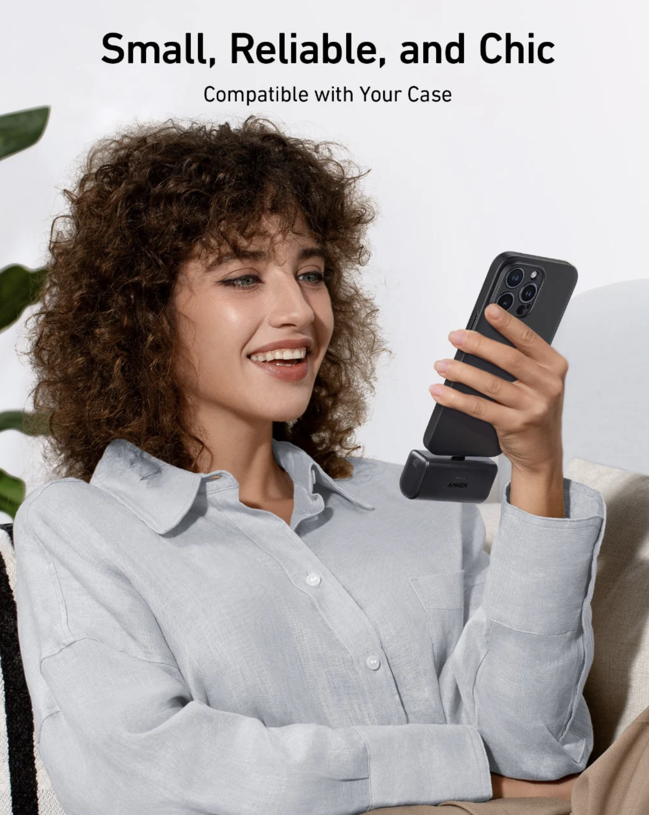 Anker Nano Power Bank 5K mAh with Foldable Built-In USB-C Connector Shell White - A1653H21