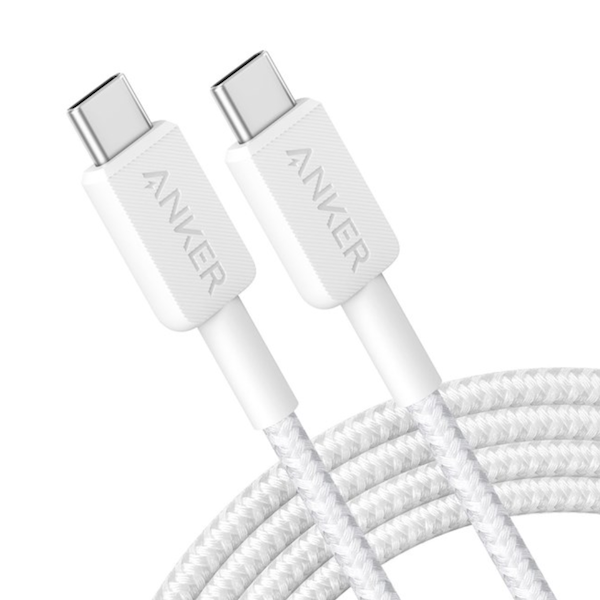 Anker 322 USB-C to USB-C Cable High Speed Charging 6FT Braided White - A81F6G21