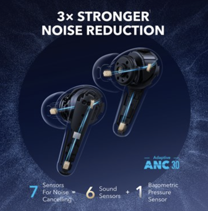 Anker Soundcore Liberty 4 Pro Noise Cancelling Earbuds with Touch-Bar and DisplayWhite - A3954G21