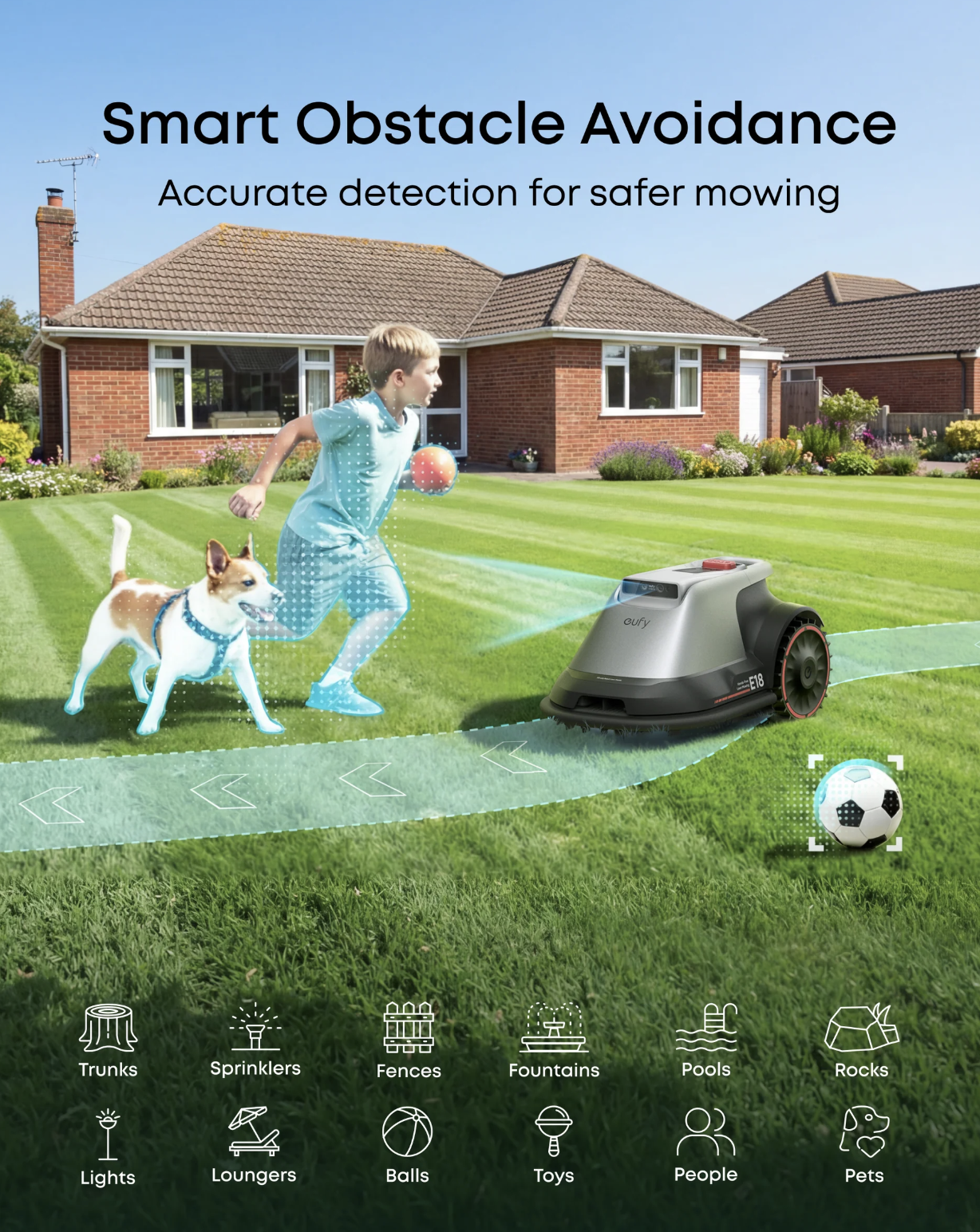Eufy E18 Robot Cordless Lawn Mower with Hands-Free Auto-Mapping Grey - T28012A1