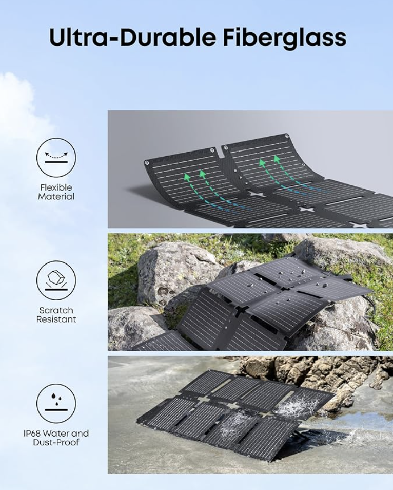 Anker SOLIX PS60 Portable Solar Panel IP68 Waterproof and Dustproof - A24382A1