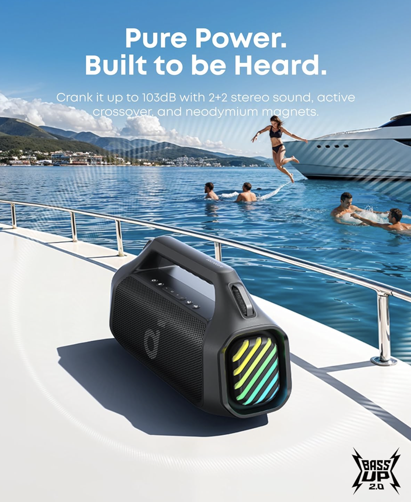Anker Boom 2 Pro Ultra-Deep Bass Portable Bluetooth Speaker with Built-In Power Bank Black - A3134A11