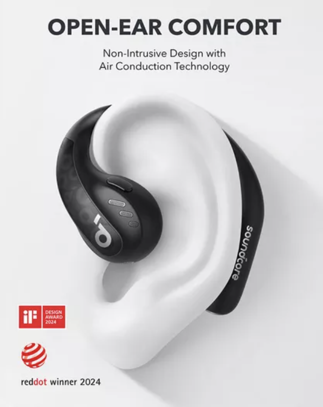 Anker Soundcore Aerofit Pro Wireless Open-Ear Headphones with Mic IPX5 Water-Resistant Black - A3871G11