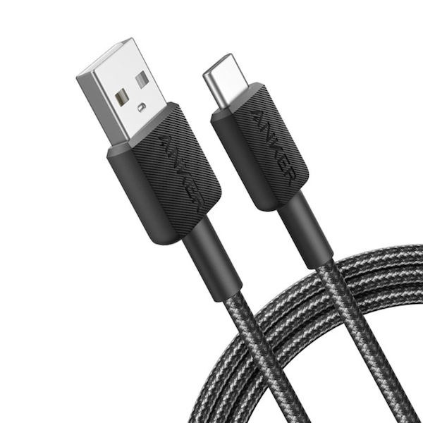 Anker 322 USB-A to USB-C Braided Fast Charging Cable 3FT 15W Black - A81H5G11