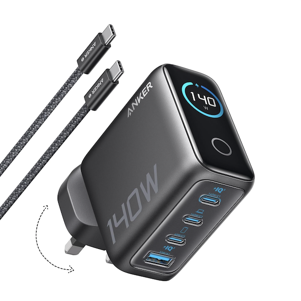 Anker Laptop Charger 140W 4-Port PD 3.1 USB-C Cable with Superior Safety Grey - A2697KZ1