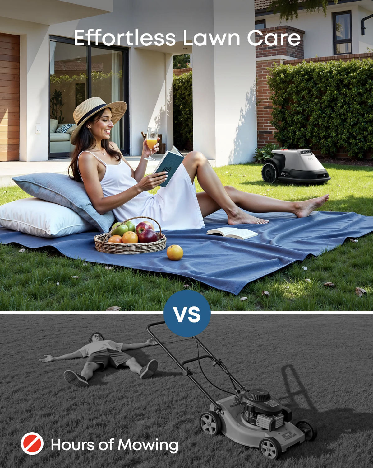 Eufy E15 Robot Cordless Lawn Mower with Accurate Obstacle Avoidance - T28802A2