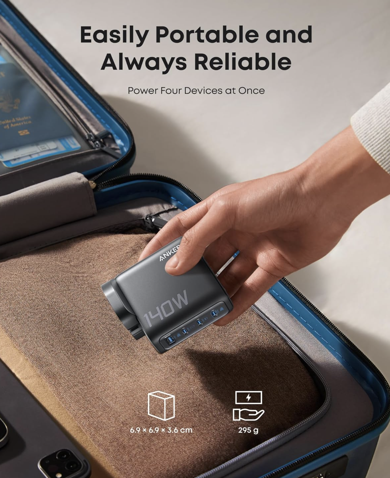Anker Laptop Charger 140W 4-Port PD 3.1 USB-C Cable with Superior Safety Grey - A2697KZ1