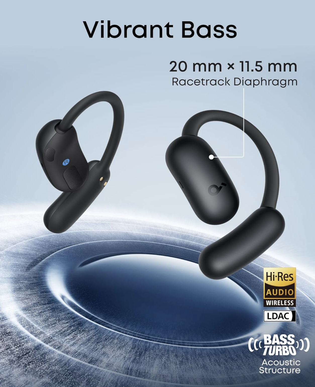 Anker Soundcore Aerofit 2 Adjustable Open-Ear Headphones with Instant AI Translation Black - A3874G11