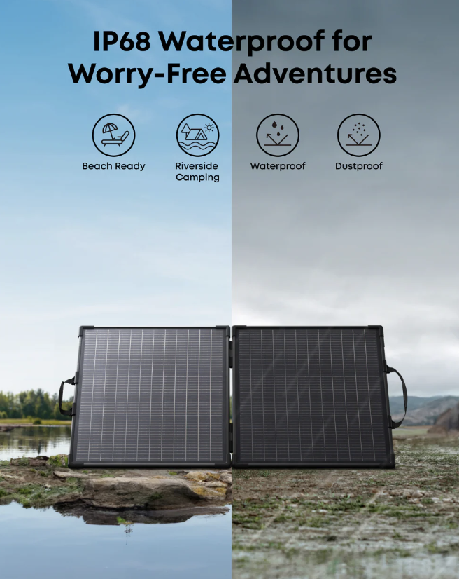 Anker SOLIX PS100 Bifacial Portable Solar Panel IP68 Water-Resistant Black - AS310011